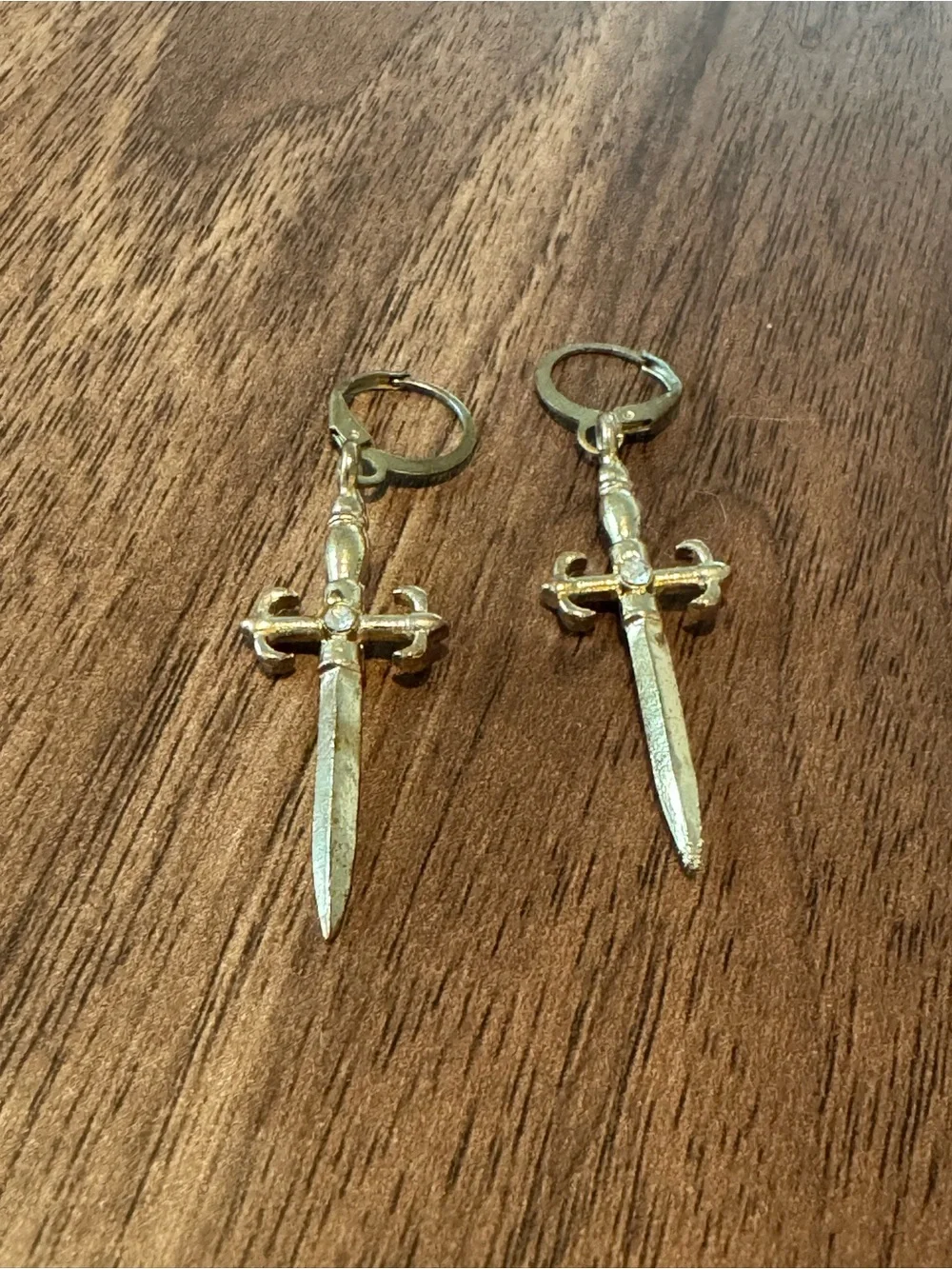 Gold Dagger Drop Hoop Earrings - Women Jewelry Earrings
